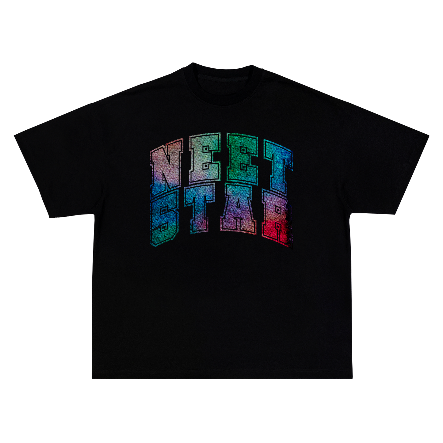 NEET5TAR Colored Logo Black T-Shirt