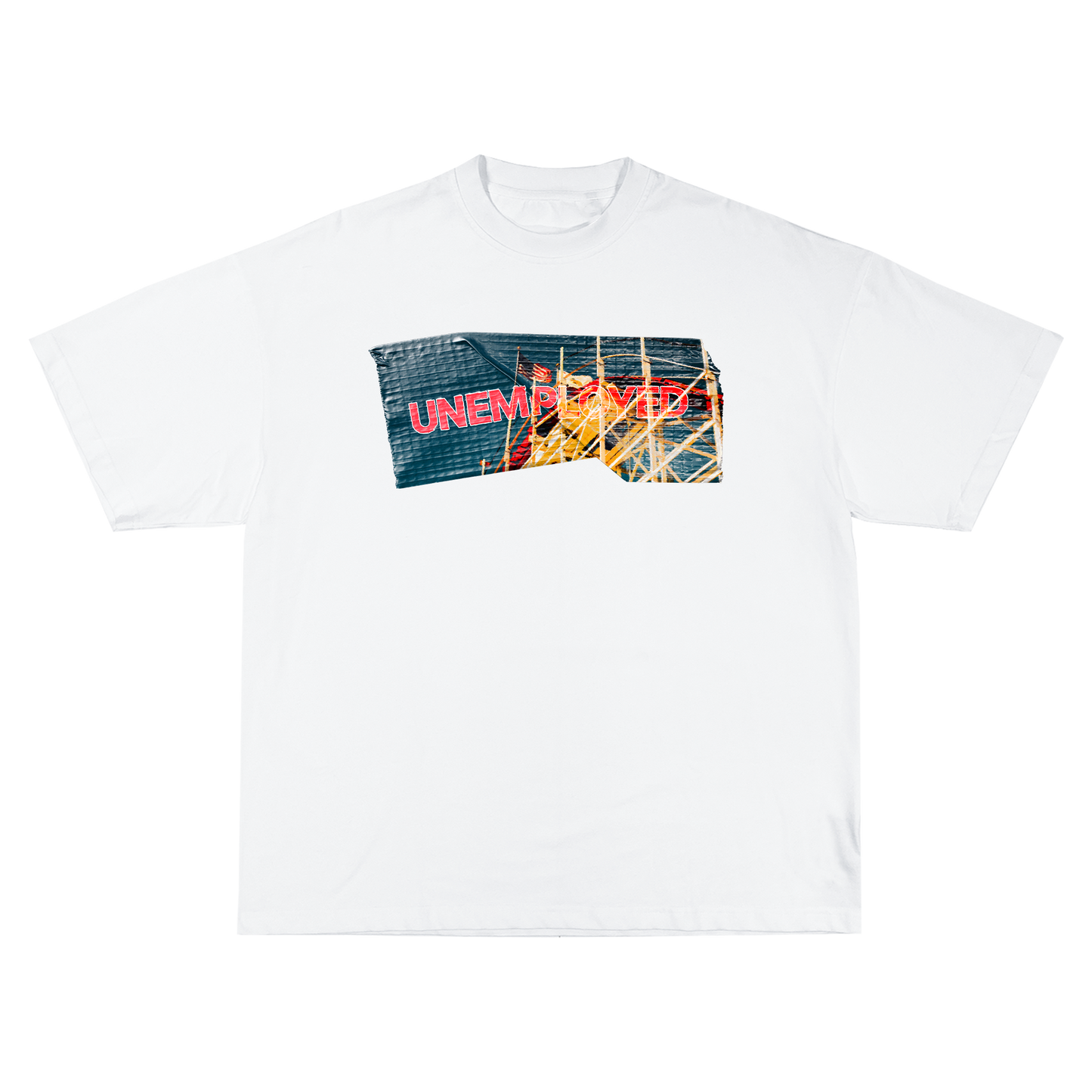 Unemployed Roller Coaster White T-Shirt